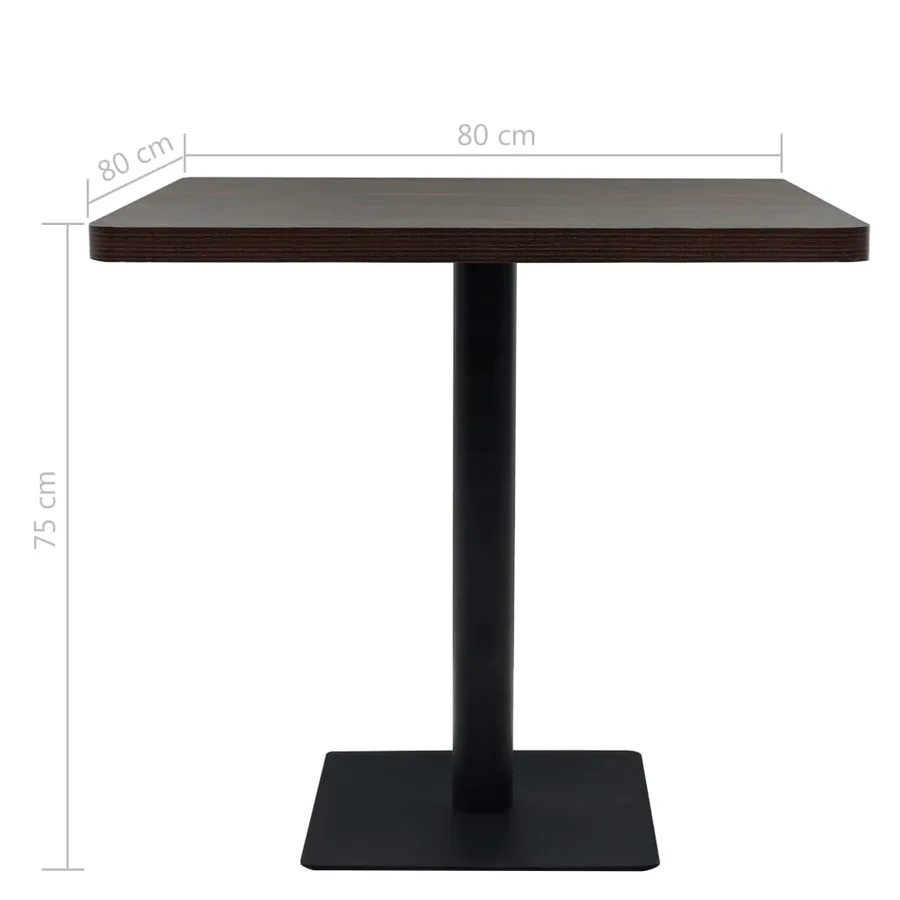 Table de bistro MDF et acier Carré 80 x 80 x 75 cm Frêne foncé - 6