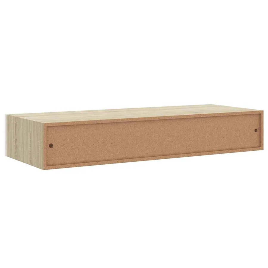 Étagères murales à tiroirs 2 pièces Chêne et blanc 60 x 23,5 x 10 cm MDF - 9