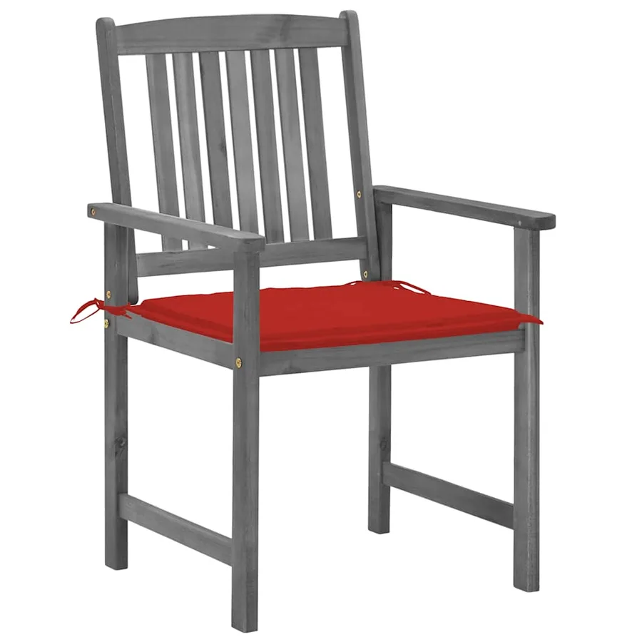 Chaises de jardin et coussins lot de 2 Gris Bois acacia massif - 3
