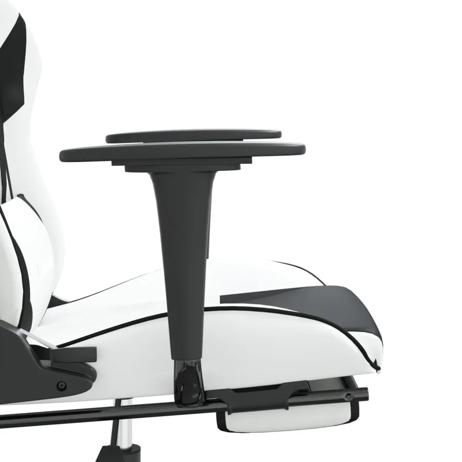 Chaise de jeu avec repose-pied Blanc et noir Similicuir - 11
