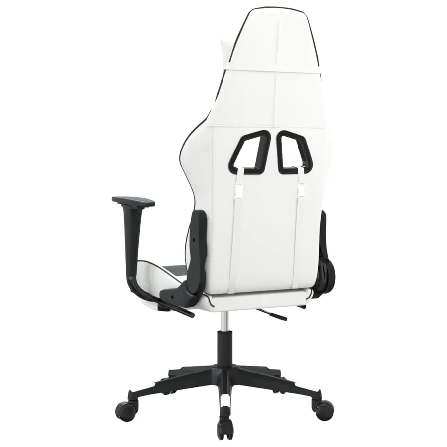 Chaise de jeu avec repose-pied Blanc et noir Similicuir - 5
