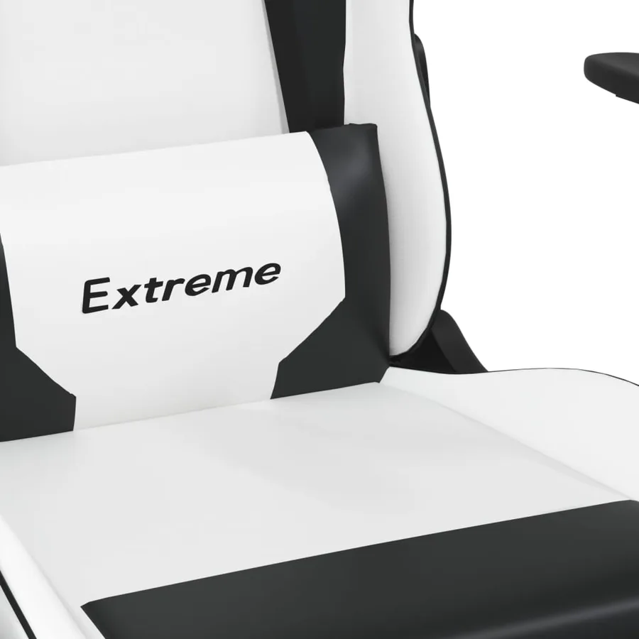Chaise de jeu avec repose-pied Blanc et noir Similicuir - 9