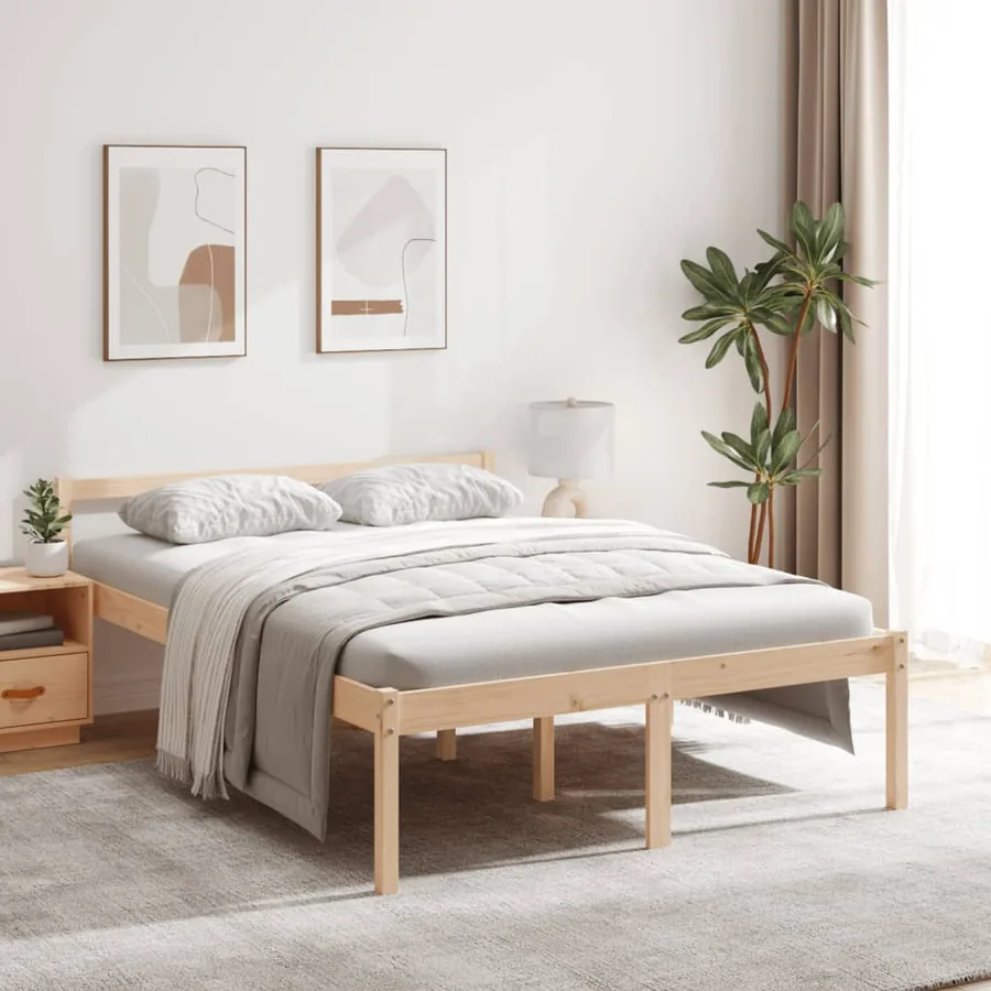 Lit pour personne âgée 120x190 cm petit double bois massif pin
