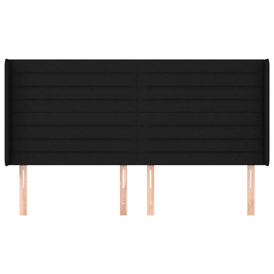 Tête de lit avec oreilles Noir 163x16x118/128 cm Tissu - 3