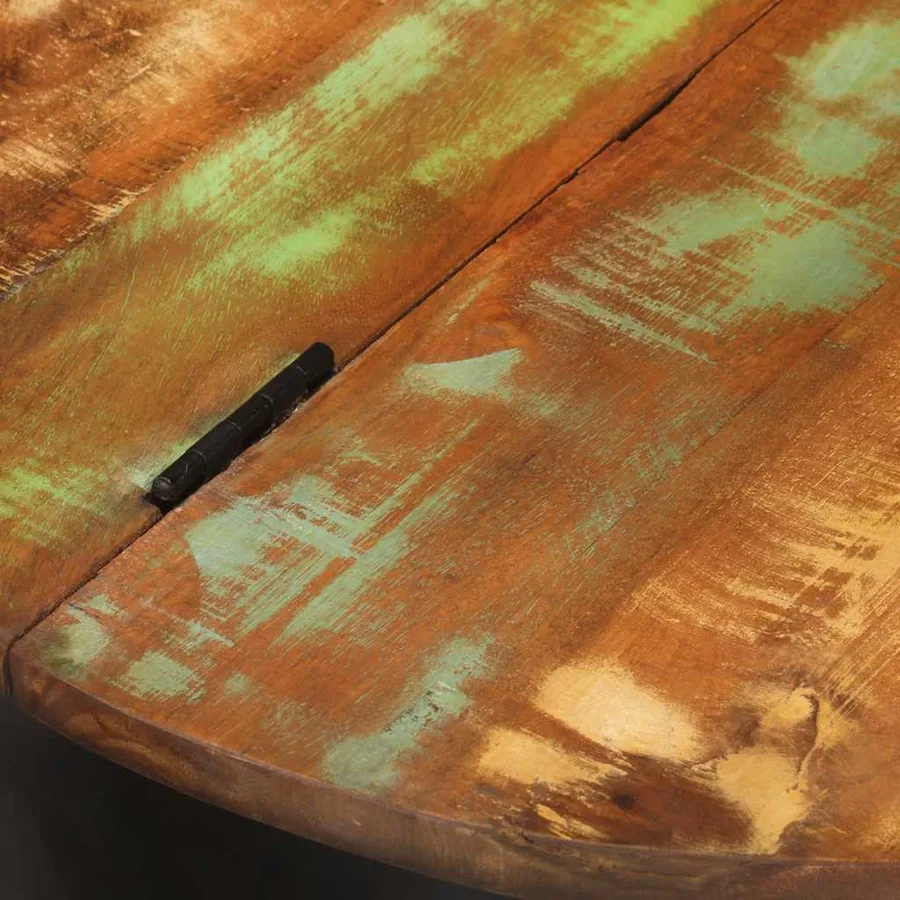 Table basse noir 50x27 cm bois de récupération massif - 6