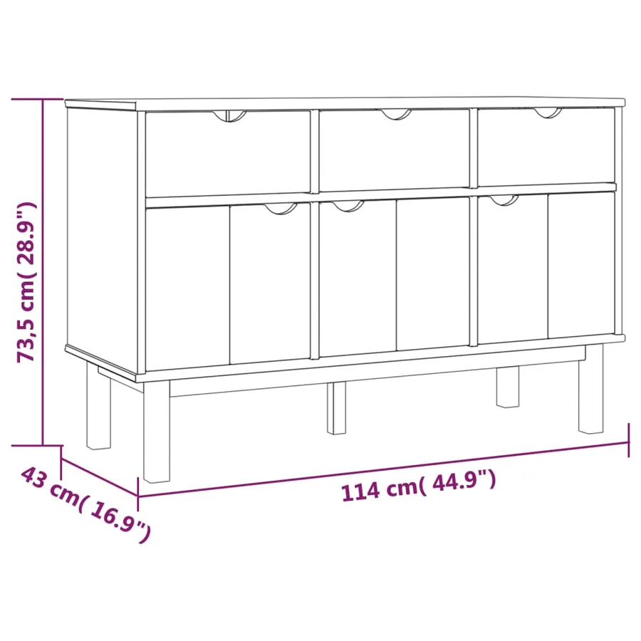 Buffet OTTA 114x43x73,5 cm Bois massif de pin - 6