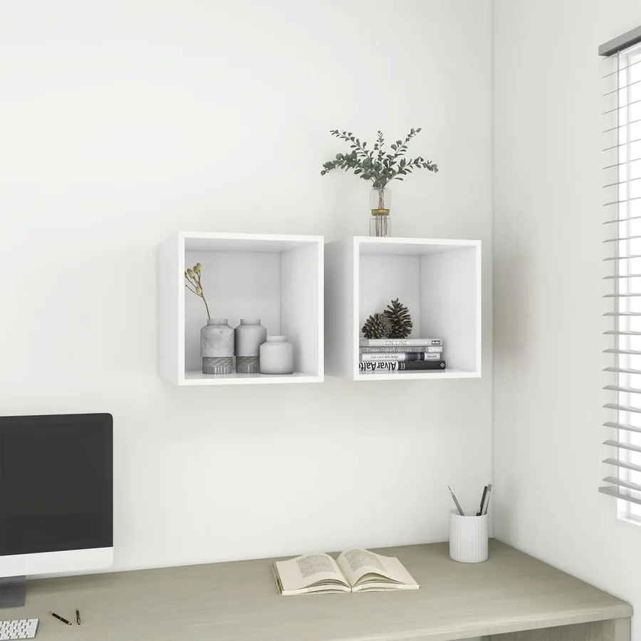 Armoires murales 2 pcs Blanc 37x37x37 cm Bois d’ingénierie
