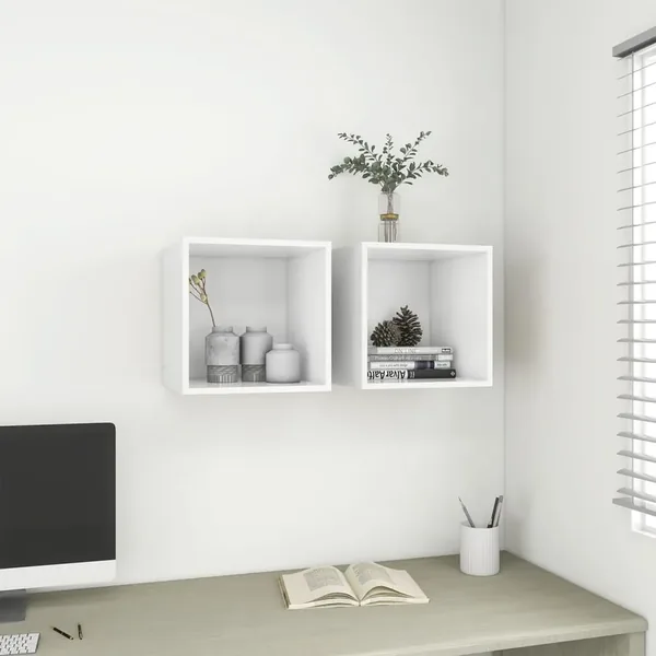 Armoires murales 2 pcs Blanc 37x37x37 cm Bois d’ingénierie