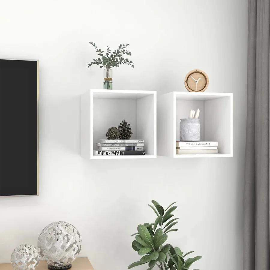 Armoires murales 2 pcs Blanc 37x37x37 cm Bois d’ingénierie - 5