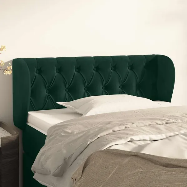Tête de lit avec oreilles Vert foncé 93x23x78/88 cm Velours