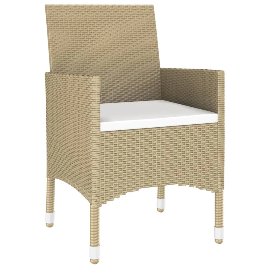 Ensemble à manger de jardin 5 pcs Rotin verre trempé Beige - 3