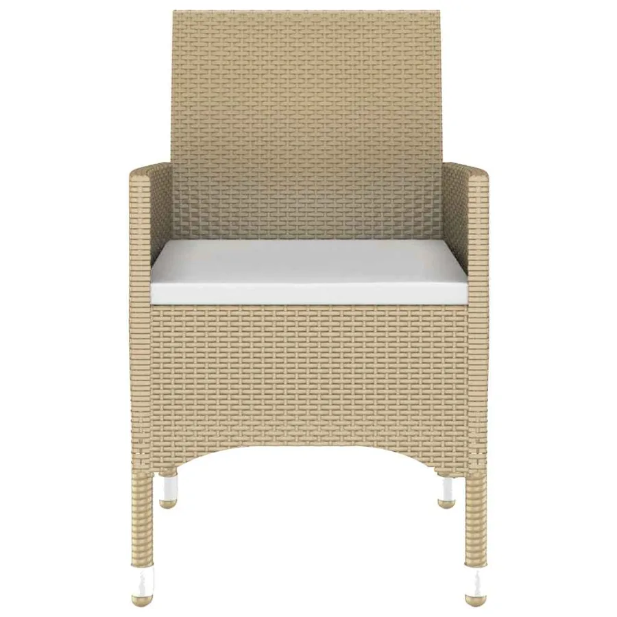 Ensemble à manger de jardin 5 pcs Rotin verre trempé Beige - 4