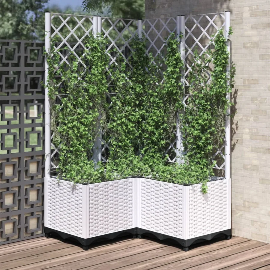 Jardinière avec treillis Blanc 80x80x136 cm PP