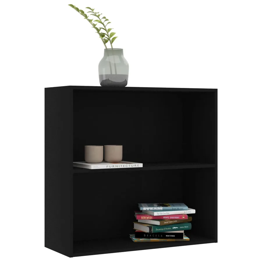 Bibliothèque noir 80x30x76,5 cm bois d'ingénierie - 5