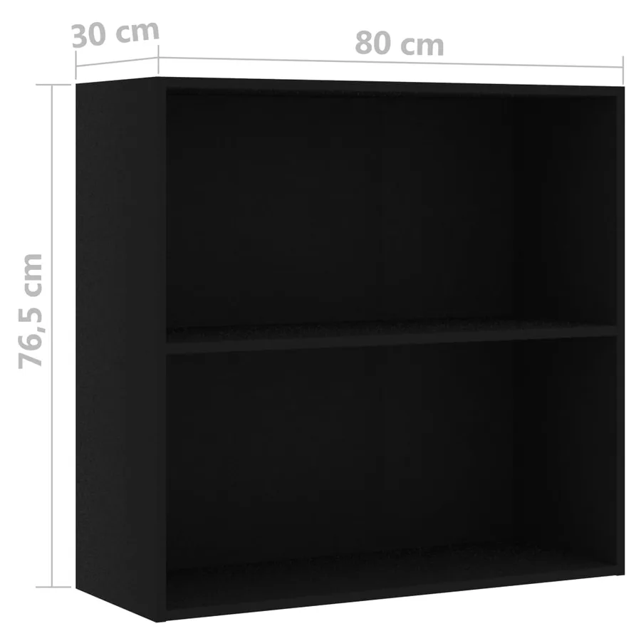 Bibliothèque noir 80x30x76,5 cm bois d'ingénierie - 6