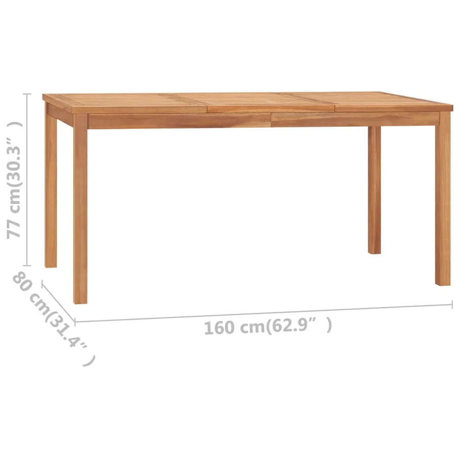 Ensemble de salle à manger de jardin 7 pièces 160 x 80 cm en bois de teck massif - 16