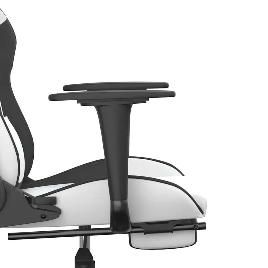 Chaise de jeu de massage avec repose-pied Blanc&Noir Similicuir - 11
