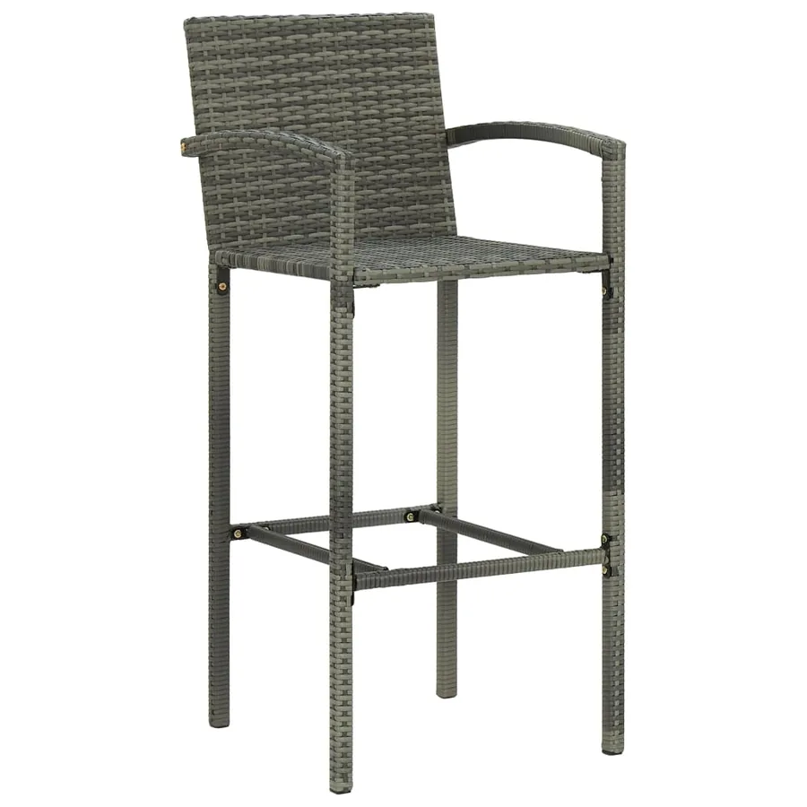 Tabourets de bar lot de 2 gris résine tressée - 2