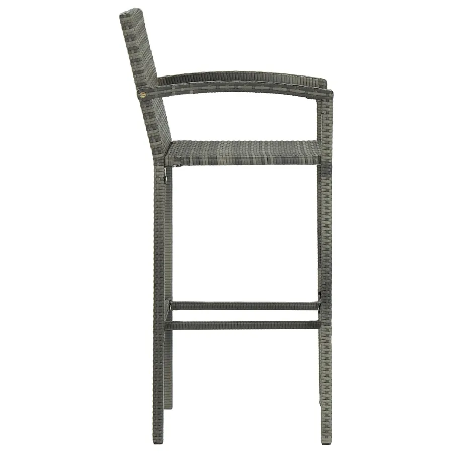 Tabourets de bar lot de 2 gris résine tressée - 4