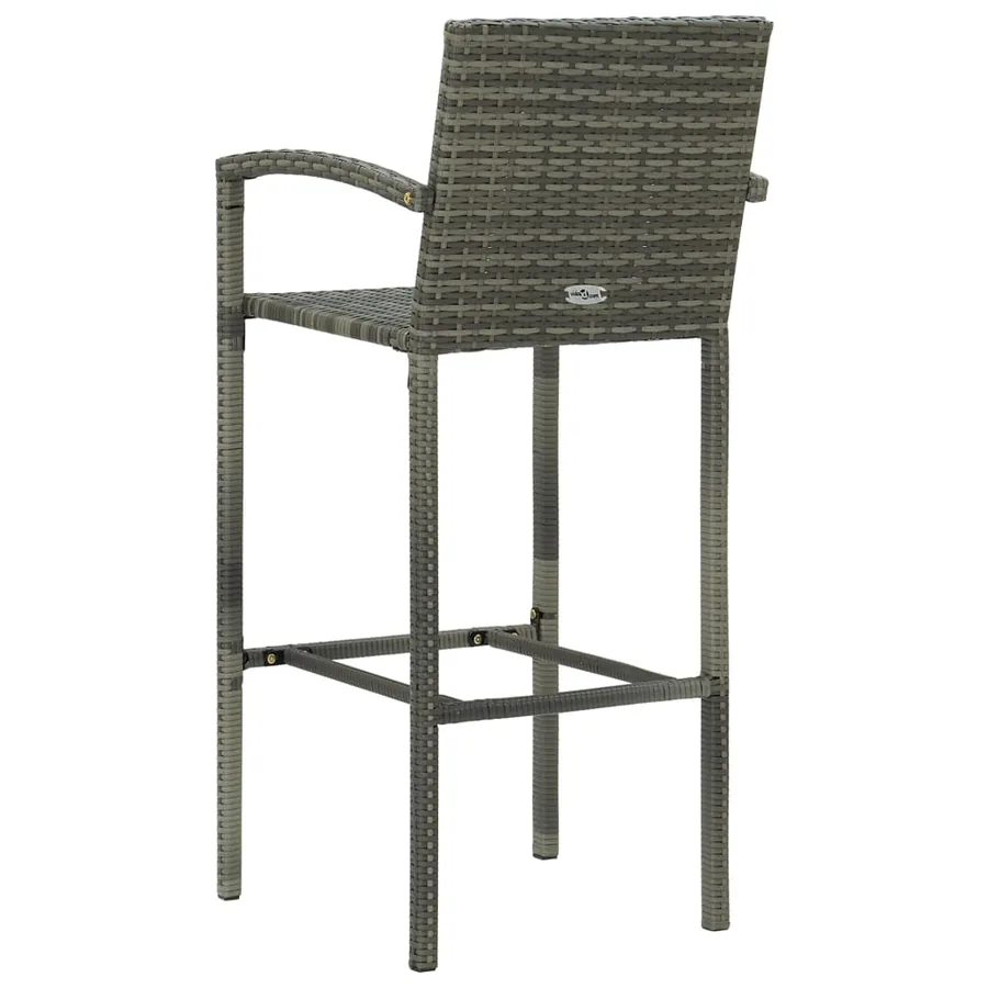 Tabourets de bar lot de 2 gris résine tressée - 5