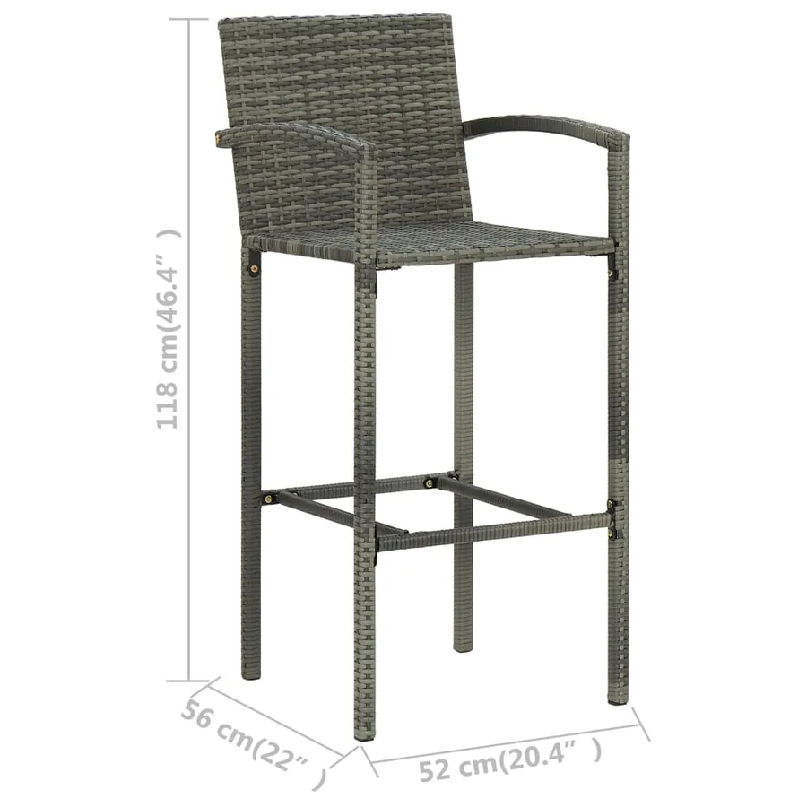 Tabourets de bar lot de 2 gris résine tressée - 8