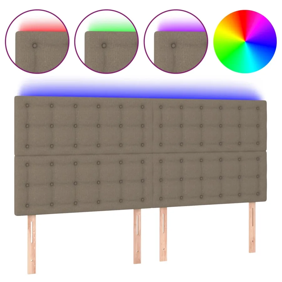 Tête de lit à LED Taupe 160x5x118/128 cm Tissu - 2