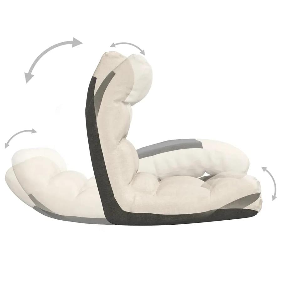 Chaise pliable de sol Crème Tissu - 6