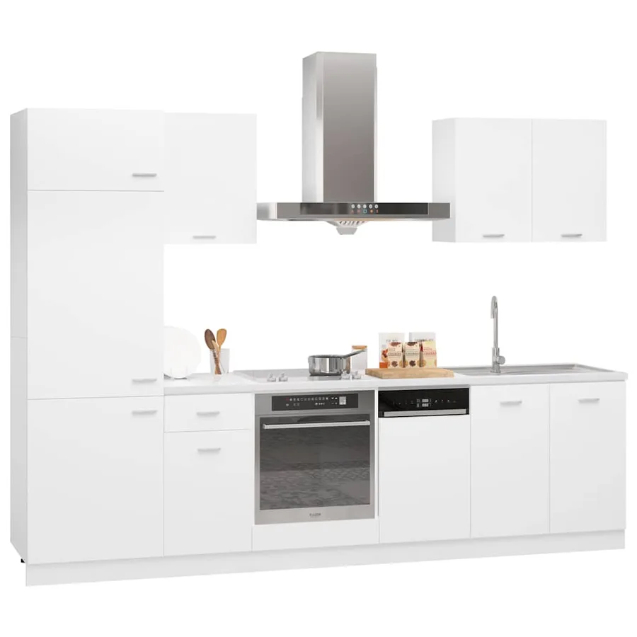 Ensemble de 7 meubles de cuisine "Lyon" en bois d'ingénierie blanc - 2
