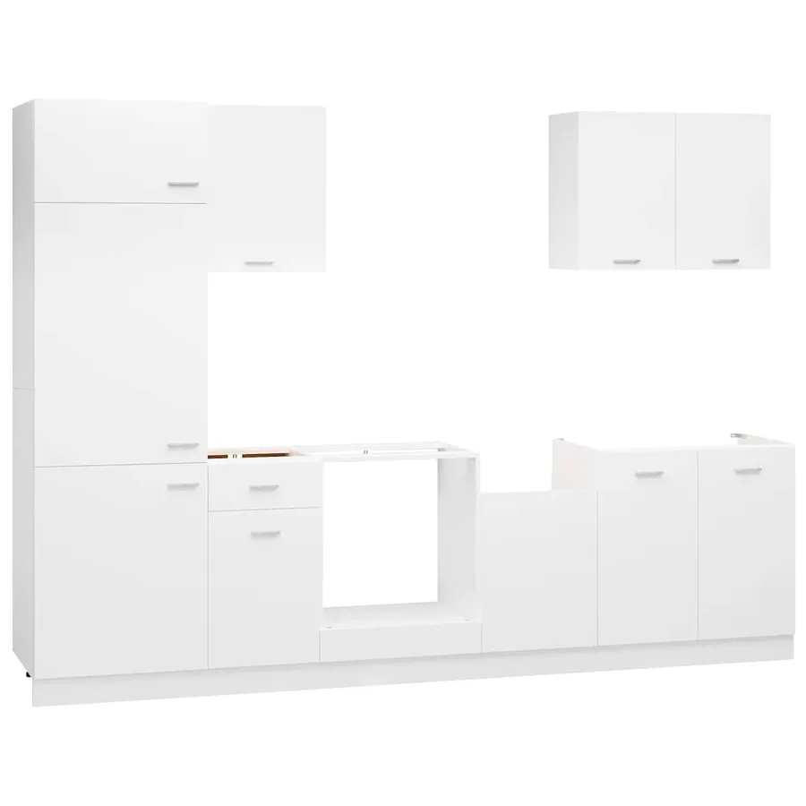 Ensemble de 7 meubles de cuisine "Lyon" en bois d'ingénierie blanc - 3
