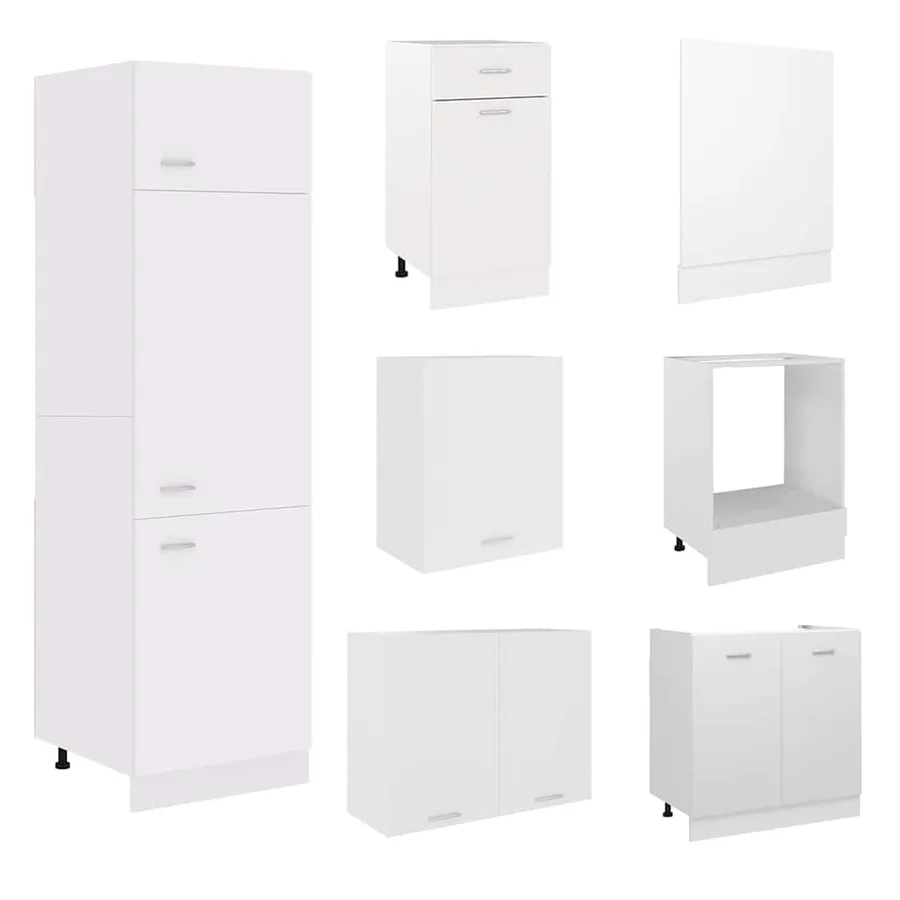 Ensemble de 7 meubles de cuisine "Lyon" en bois d'ingénierie blanc - 4