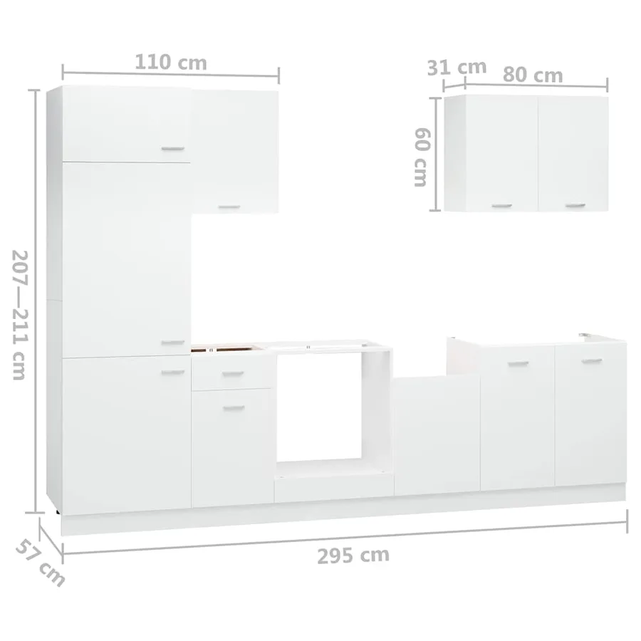 Ensemble de 7 meubles de cuisine "Lyon" en bois d'ingénierie blanc - 8
