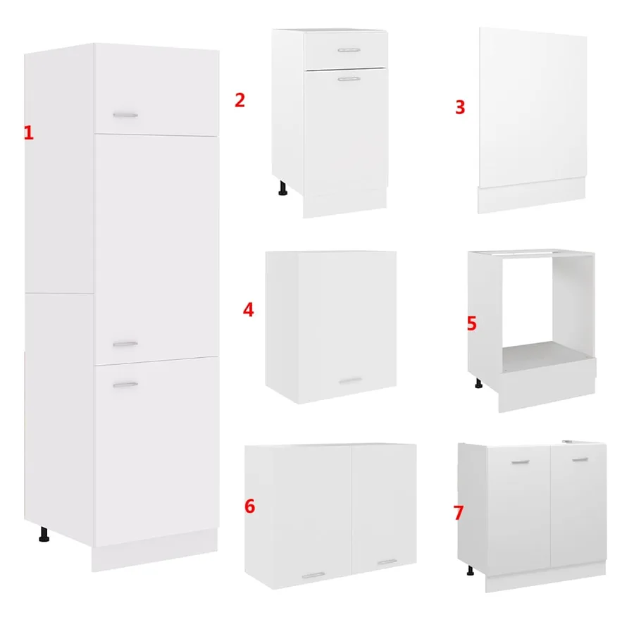Ensemble de 7 meubles de cuisine "Lyon" en bois d'ingénierie blanc - 9