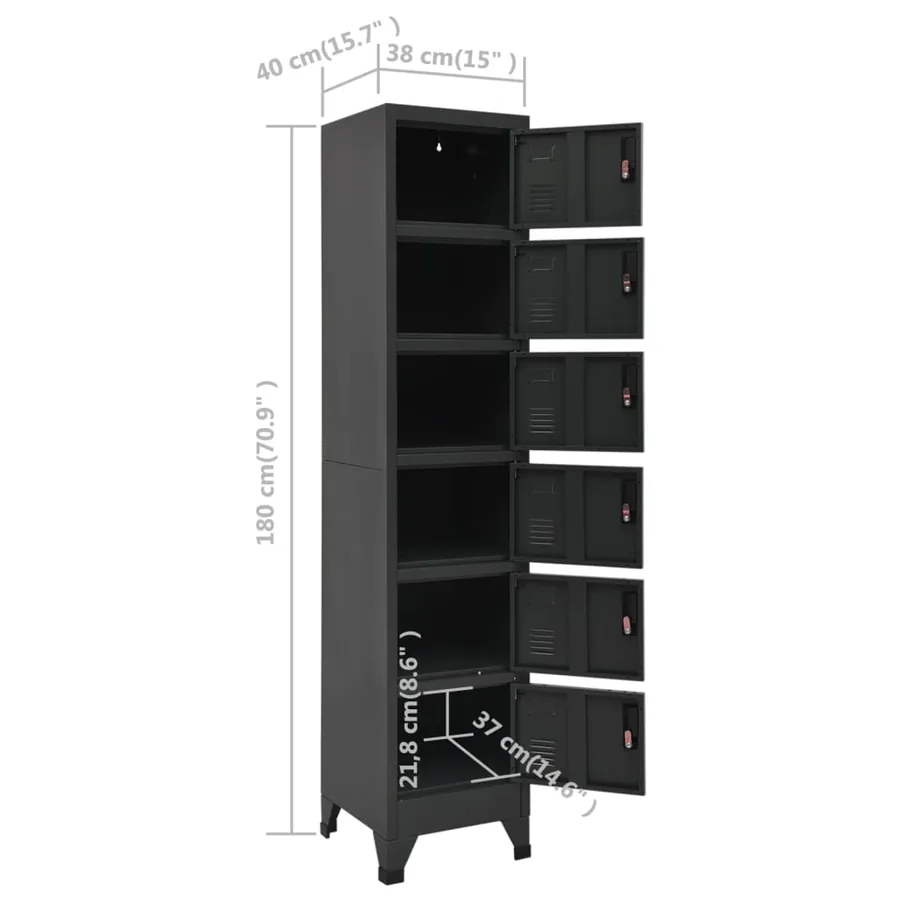 Armoire à casiers Anthracite 38x40x180 cm Acier - 8