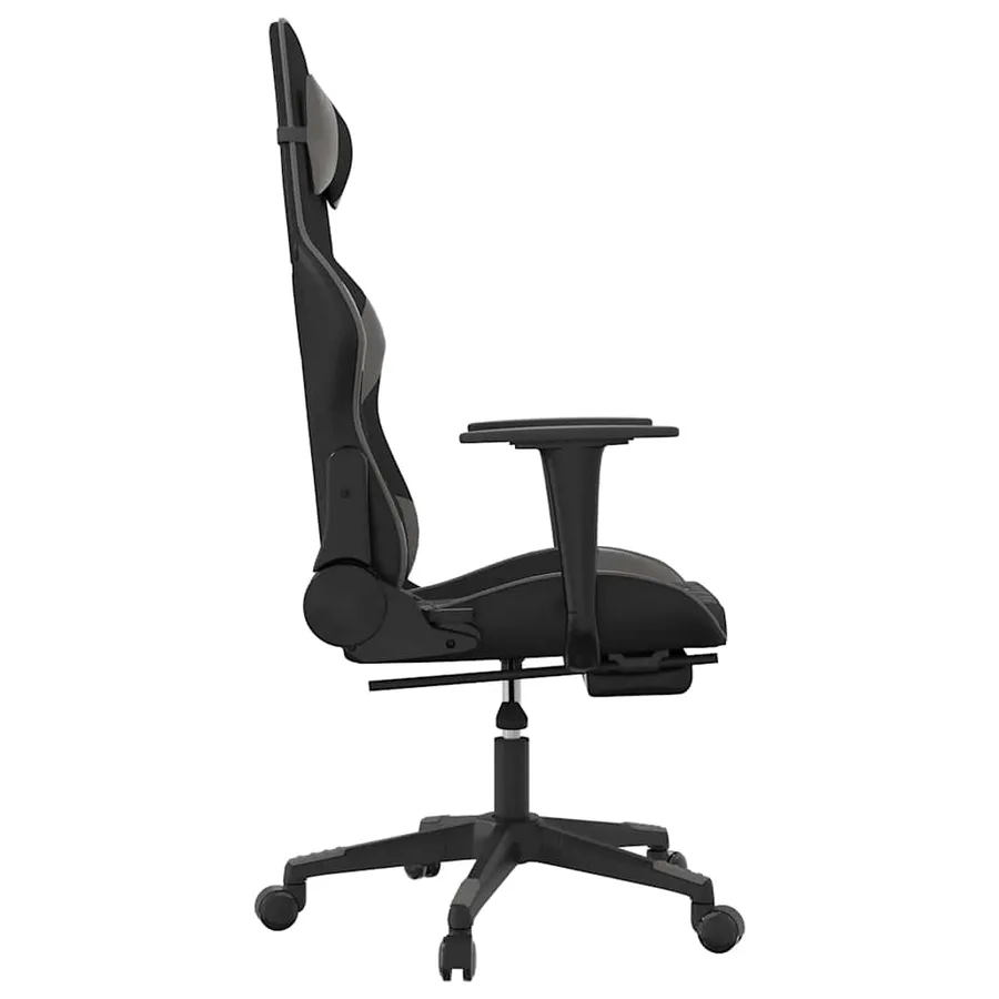 Chaise de jeu de massage avec repose-pied Noir&Gris Similicuir - 5