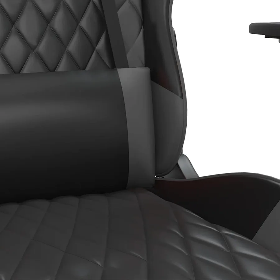 Chaise de jeu de massage avec repose-pied Noir&Gris Similicuir - 9
