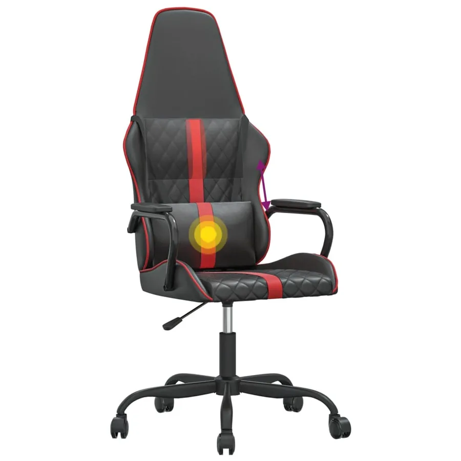 Chaise de jeu de massage rouge et noir similicuir - 7