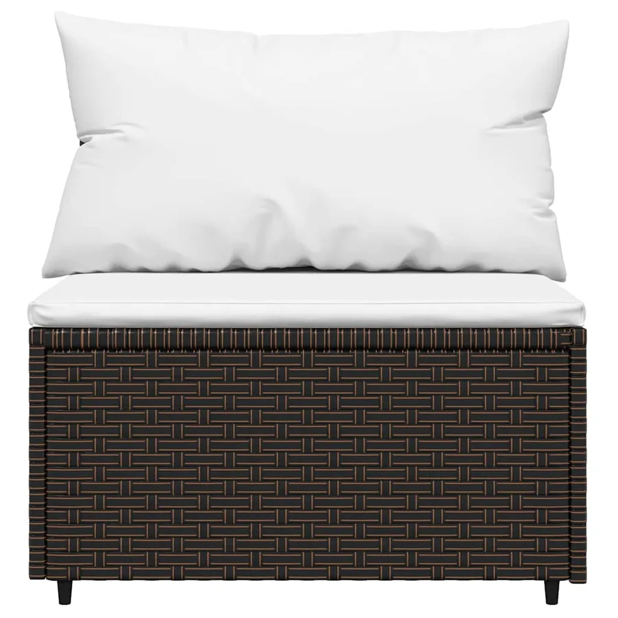 Salon de jardin 3 pcs avec coussins marron résine tressée - 5