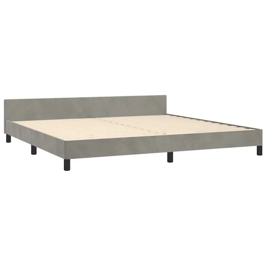 Cadre de lit sans matelas gris clair 200x200 cm velours - 4