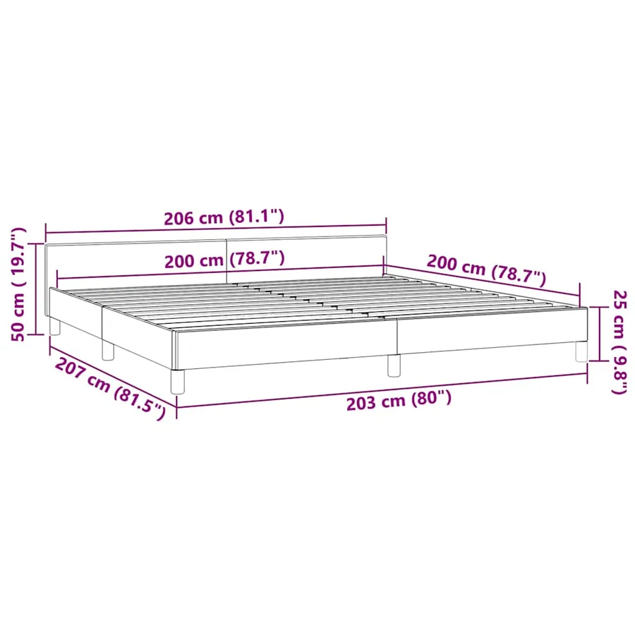 Cadre de lit sans matelas gris clair 200x200 cm velours - 9