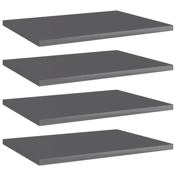Panneaux bibliothèque 4pcs Gris brillant 40x30x1,5cm Aggloméré