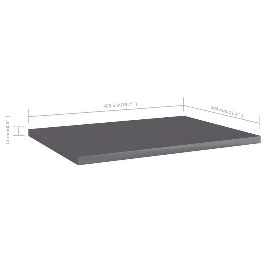 Panneaux bibliothèque 4pcs Gris brillant 40x30x1,5cm Aggloméré - 5