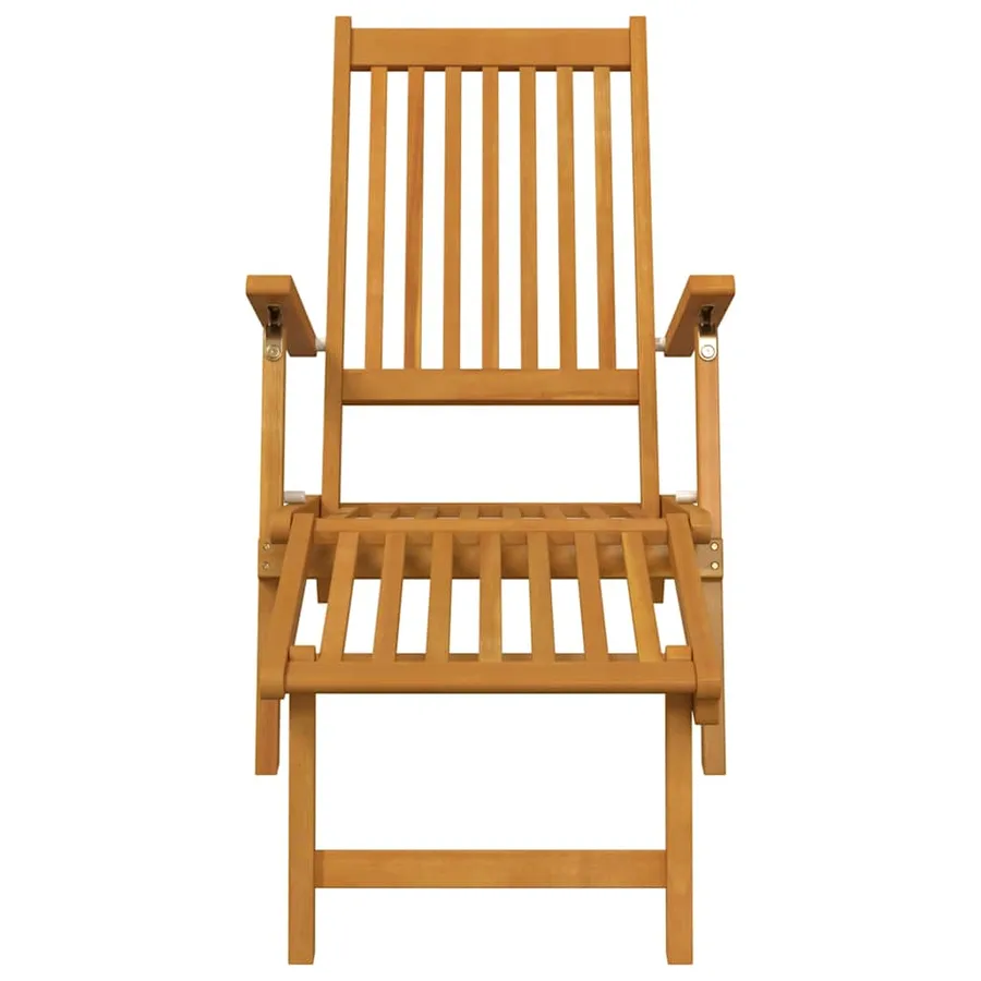 Chaise longue d'extérieur repose-pieds et table Acacia solide - 5