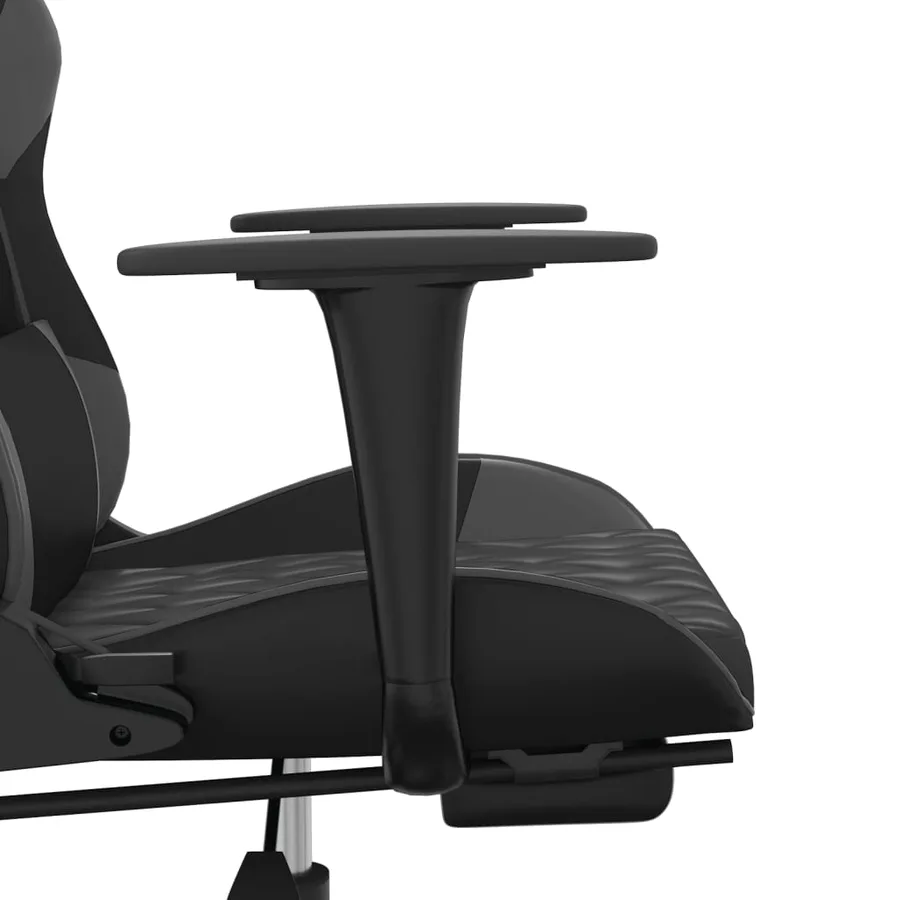 Chaise de jeu avec repose-pied Noir et gris Similicuir - 10