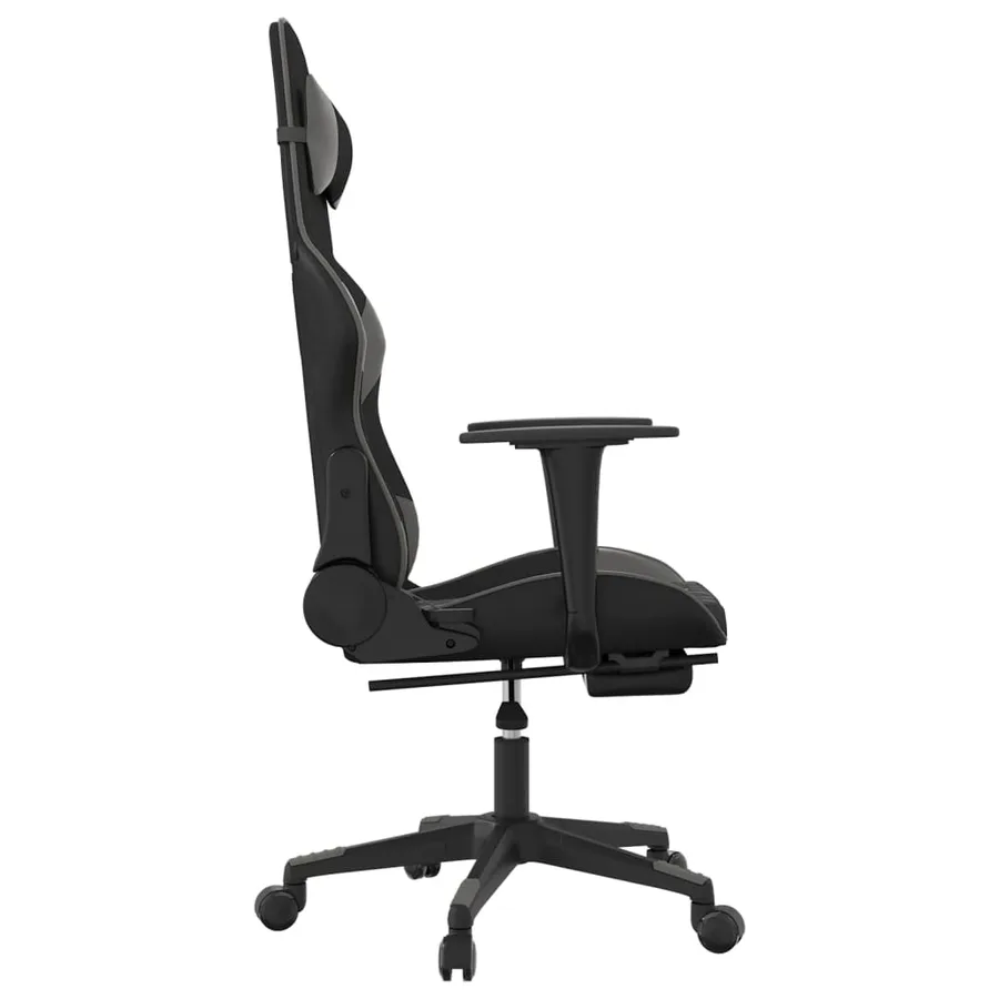Chaise de jeu avec repose-pied Noir et gris Similicuir - 4