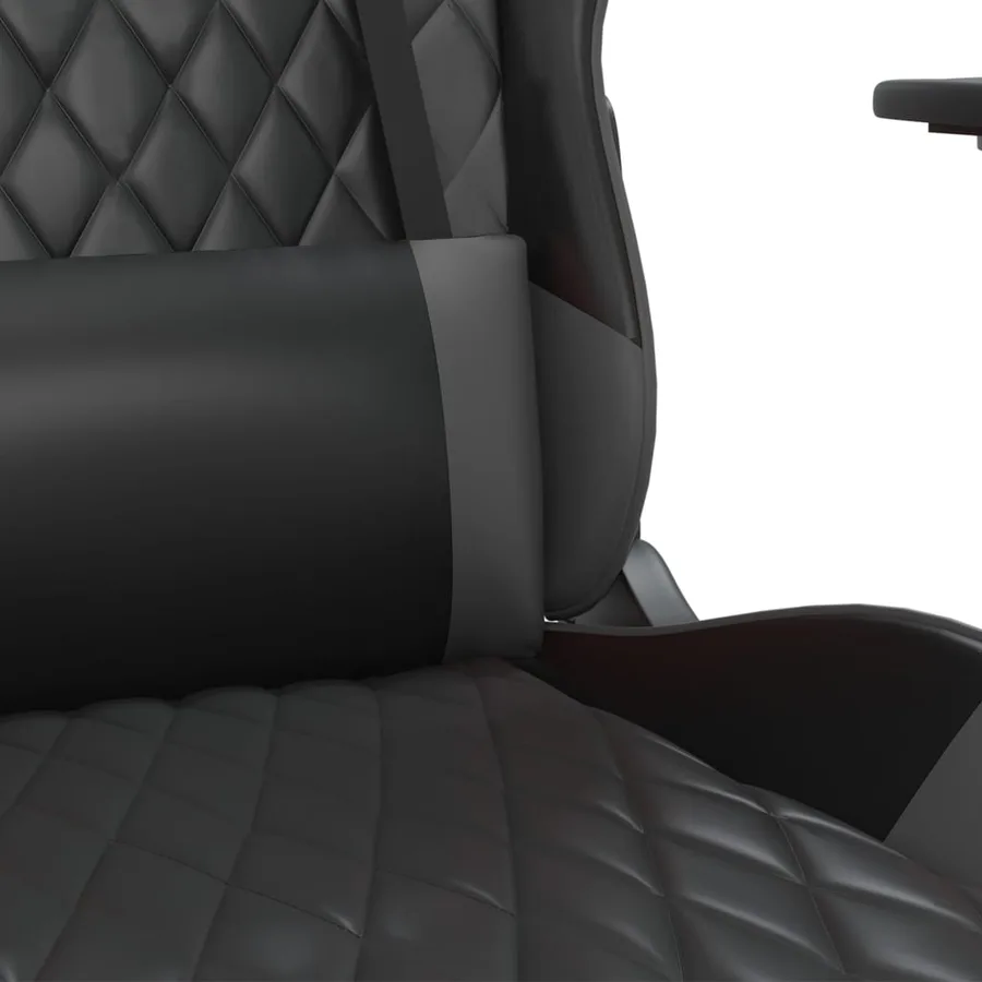 Chaise de jeu avec repose-pied Noir et gris Similicuir - 9