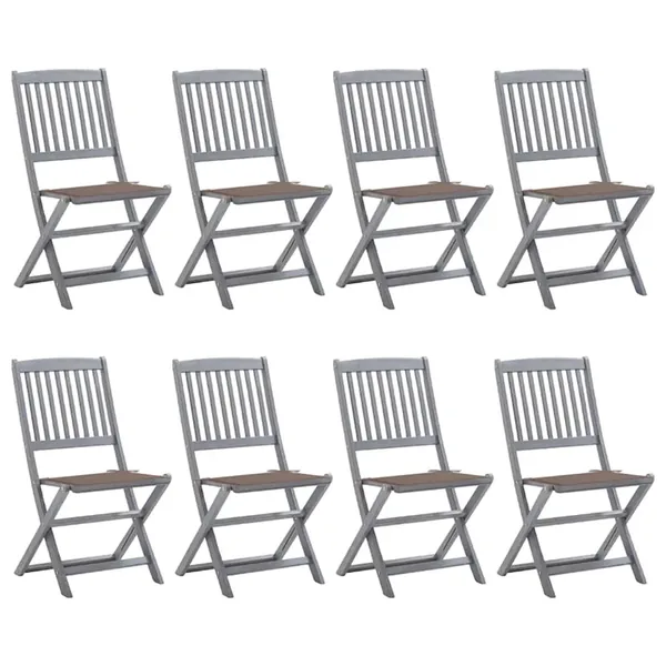 Chaises pliables d'extérieur lot de 8 et coussins Bois d'acacia