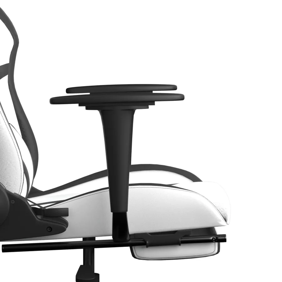 Chaise de jeu avec repose-pied Blanc et noir Similicuir - 11