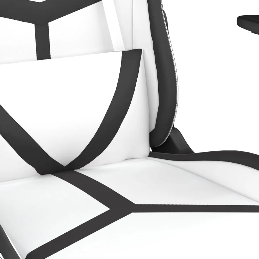 Chaise de jeu avec repose-pied Blanc et noir Similicuir - 9
