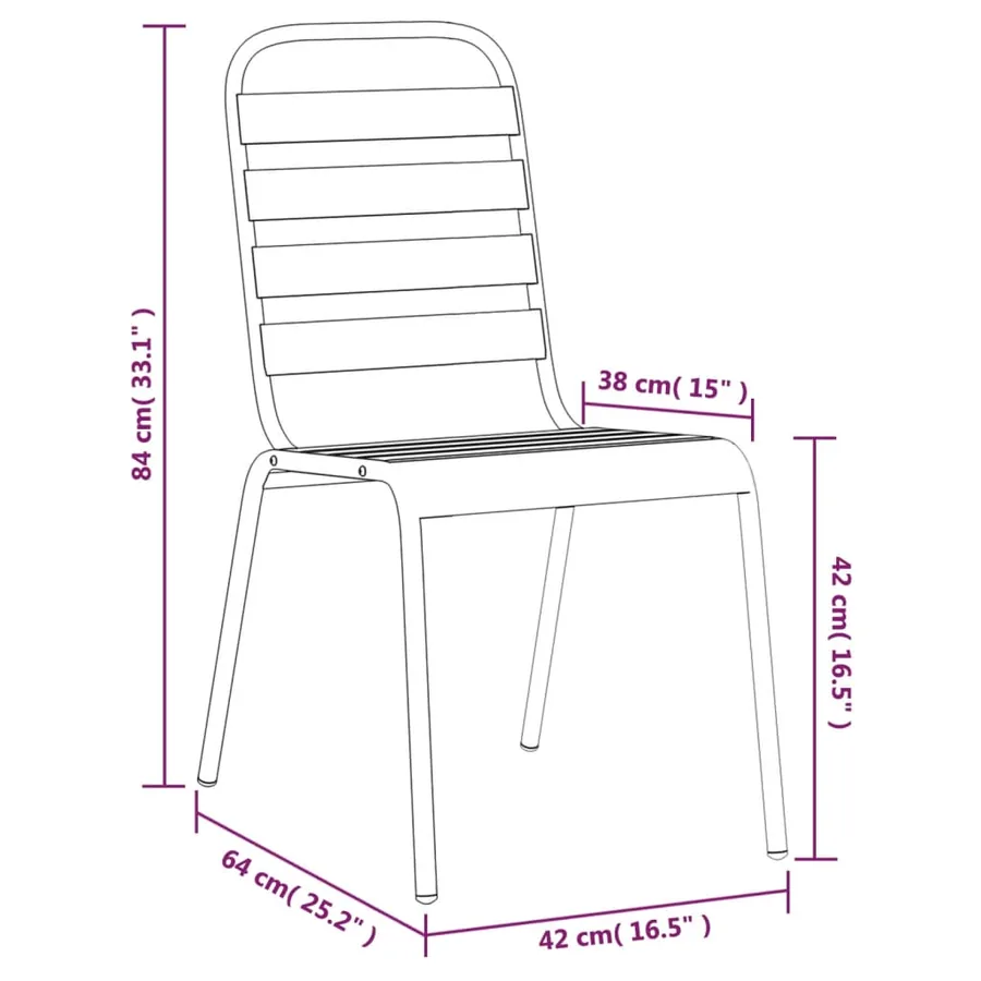 Ensemble à manger de jardin 3 pcs anthracite acier - 10