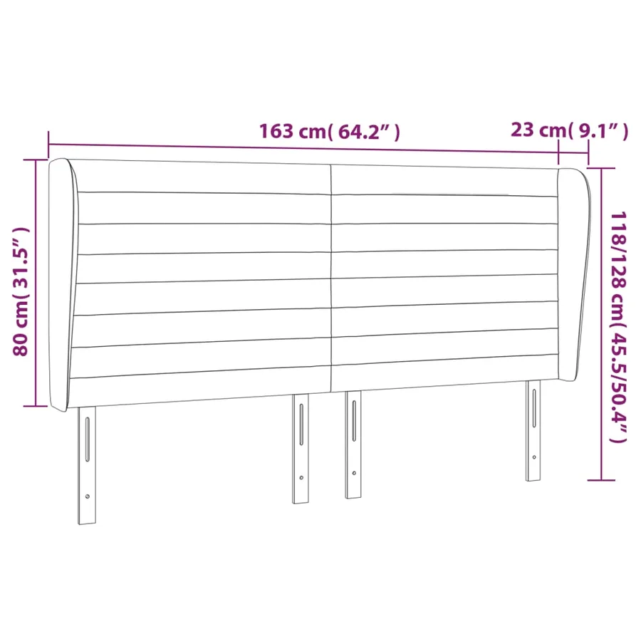 Tête de lit avec oreilles Crème 163x23x118/128 cm Tissu - 9